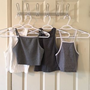 Topshop Zara F21 Gray and White Crop Tops Size S